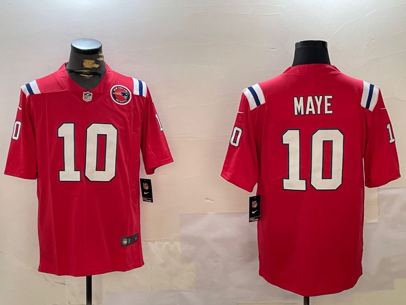 Men New England Patriots #10 Maye Red Second generation 2024 Nike Limited NFL Jersey style 2->new england patriots->NFL Jersey